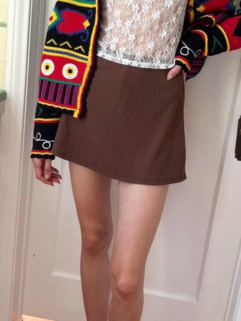 Lisa Says Gah Brown Mini Skort